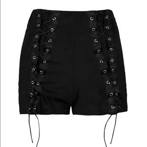 Boohoo petite lace up shorts